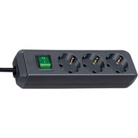 Brennenstuhl Eco-Line stekkerdoos met schakelaar 3-voudig zwart 3m H05VV-F 3G1,5 | Mtools