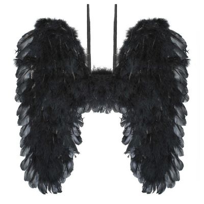 Zwarte engelen vleugels 39 cm