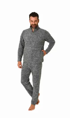 Heren huispak Fleece - Dark Blue - Warm winter pyjama pak met rits