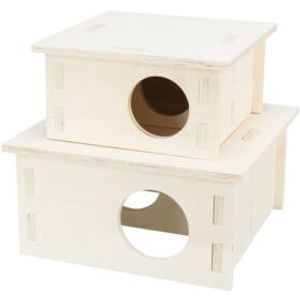 TRIXIE KNAAGDIERHUIS 2 KAMERS ONBEHANDELD HOUT NATUREL 20X20X10 CM