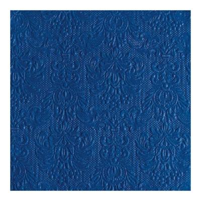 Servetten Luxe - 15x stuks - 33 x 33 cm - donkerblauw - barok patroon - 3 laags