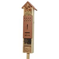 Insectenhotel op stok - bamboe hout - 10 x 15 x H118 cm - terra bruin