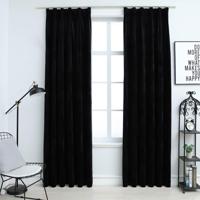 VidaXL Gordijnen verduisterend 2 st met haken 140x175 cm fluweel zwart