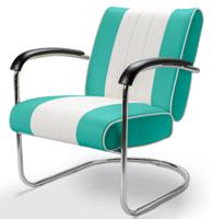 Retro Bel Air Lounge Stoel Pullman LC-01 Turquoise/Wit
