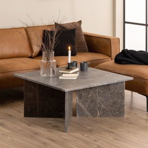 Bendt Vierkante Salontafel 'Shaunika' Marmer, 90 x 90cm, kleur marron bruin