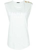 Balmain t-shirt sans manches à logo imprimé - Bleu