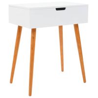 The Living Store Kaptafel - MDF en glazen spiegel - Met opbergruimte - Wit/bruin - 60 x 40 x 75 cm