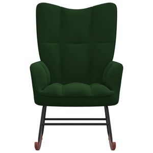 The Living Store Schommelfauteuil Donkergroen - Fluweel - 61 x 78 x 98 cm - Stabiel en duurzaam