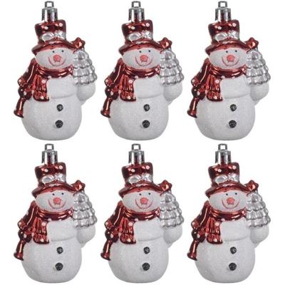 Kersthangers sneeuwpoppen - 6x st - 8 cm - kunststof - kerstornamenten