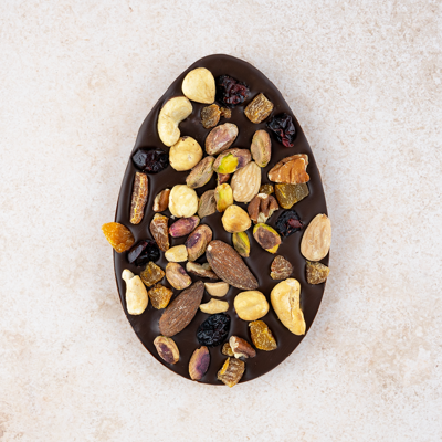 Chocolade paasei puur / noten & fruit (120 gram) Chocolade paasei puur / noten & fruit (120 gram)