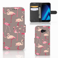 Samsung Galaxy A5 2017 Telefoonhoesje met Pasjes Flamingo - thumbnail