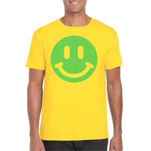 Verkleed T-shirt voor heren - Smile Emoticon - geel - carnaval/foute party - feestkleding