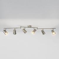 Riga - LED plafondlamp - 30 Watt 2345 lumen - 6 spots - 2700K Warm wit - Draaibaar en dimbaar - GU10 - Kantelbaar - Plafondspot - IP20 Voor binnen - RVS