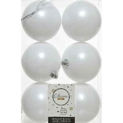 Decoris Kerstballen - 42x st - wit - D8 cm - kunststof - kerstversiering