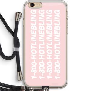 Hotline bling pink: iPhone 6 PLUS / 6S PLUS Transparant Hoesje met koord