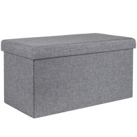 Poef - hocker - opbergbox - grijs - polyester/mdf - 76 x 38 cm - opvouwbaar