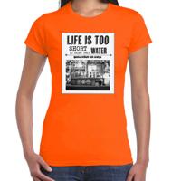 Koningsdag verkleed T-shirt voor dames - vintage poster - oranje - feestkleding