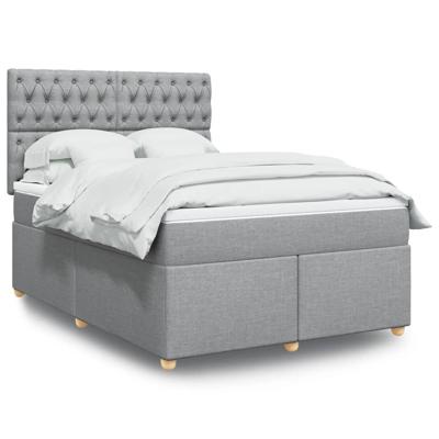 Boxspring met matras stof lichtgrijs 140x200 cm