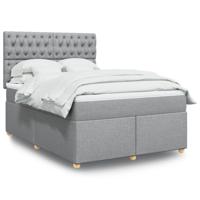 Boxspring met matras stof lichtgrijs 140x200 cm
