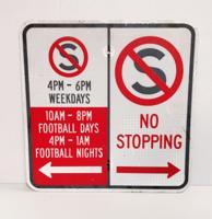 No Stopping Football Days PM Verkeersbord - Origineel - 46 x 46cm No Stopping Football Days PM Verkeersbord - Origineel - 46 x 46cm