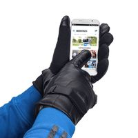 Handschoenen voor Smartphone / Touchscreen - Kunstleer - Zwart - thumbnail