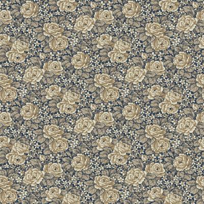 Dutch Wallcoverings Rosenlycka - Roses Blue/Ochre - Blauw/Oker