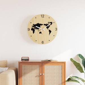 VidaXL Wandklok ø30 cm bewerkt hout geel en zwart