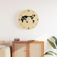VidaXL Wandklok ø30 cm bewerkt hout geel en zwart VidaXL Wandklok ø30 cm bewerkt hout geel en zwart