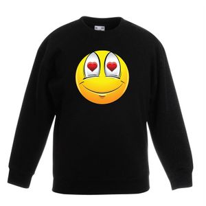 Emoticon verliefd sweater zwart kinderen 14-15 jaar (170/176)  -