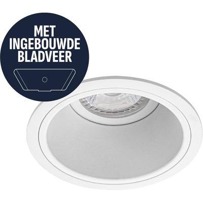 Spot Armatuur GU10 - Pragmi Axis - GU10 Inbouwspot met Bladveren - Rond - Wit - Aluminium - Ø90mm