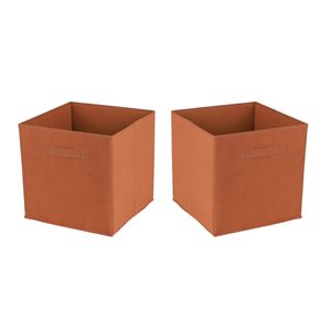 Opbergmand/kastmand Square Box - 2x - karton/kunststof - 29 liter - oranje - 31 x 31 x 31 cm