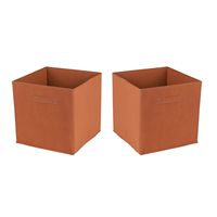 Opbergmand/kastmand Square Box - 2x - karton/kunststof - 29 liter - oranje - 31 x 31 x 31 cm