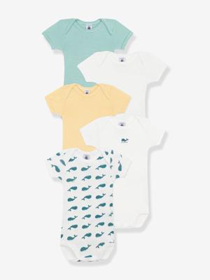 Set van 5 PETIT BATEAU rompertjes met korte mouwen wit