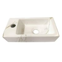 Wiesbaden Mini-Rhea links fontein 36x18x9cm Carrara marmerlook wit 32.5496 - thumbnail