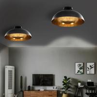 VidaXL Plafondlampen 2 st halfrond e27 zwart en goudkleurig