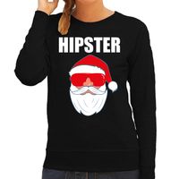 Foute Kerst sweater / Kerst outfit Hipster Santa zwart voor dames - thumbnail