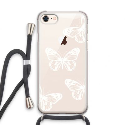 White butterfly: iPhone 7 Transparant Hoesje met koord