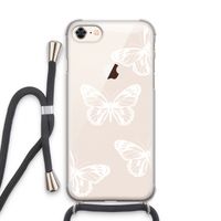 White butterfly: iPhone 7 Transparant Hoesje met koord