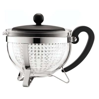 Theepot - Bodum - Chambord - 1 L - Glas - Roestvrij staal - Grijs