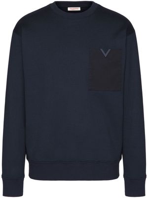 Valentino Garavani sweat en coton à détail V - Bleu