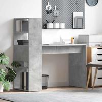 Bureau met plank Betongrijs 113 x 54 x 120 cm Bewerkt hout