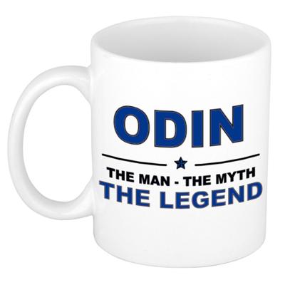 Odin cadeau mok - man myth legend - naam koffiemok / beker - wit en blauw - 300 ml