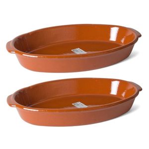 4x stuks terracotta ovenschaal/serveerschalen ovaal 3,9 liter