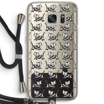 Zwarte poes: Samsung Galaxy S7 Transparant Hoesje met koord
