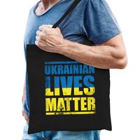 Tas - Ukrainian lives matter - stand with Ukraine - zwart - protest - Oekraiense vlag
