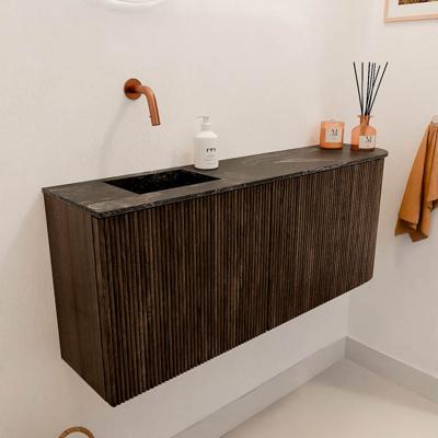 Toiletmeubel Mondiaz Joya Dlux | 101.6 cm | Meubelkleur Walnut | Faye wastafel Lava Wasbak Links | Zonder kraangat(en)