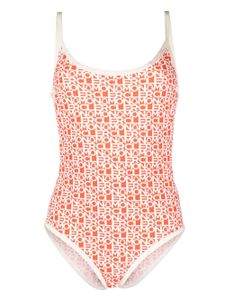 Moncler maillot de bain à logo imprimé - Orange