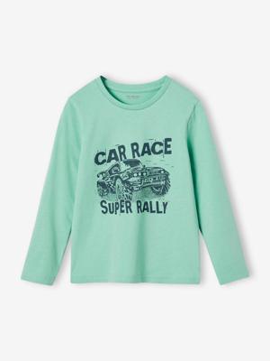 Basics T-shirt met lange mouwen voor jongens met een speels of grafisch motief blauwgroen