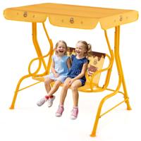 Kinderschommel Hollywoodschommel 2-zits met Verstelbaar Zonnedak & Metalen Frame Orange