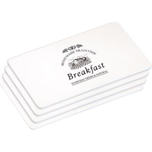 4x Ontbijtbordjes/ontbijtplankjes set Breakfast print 14 x 24 cm